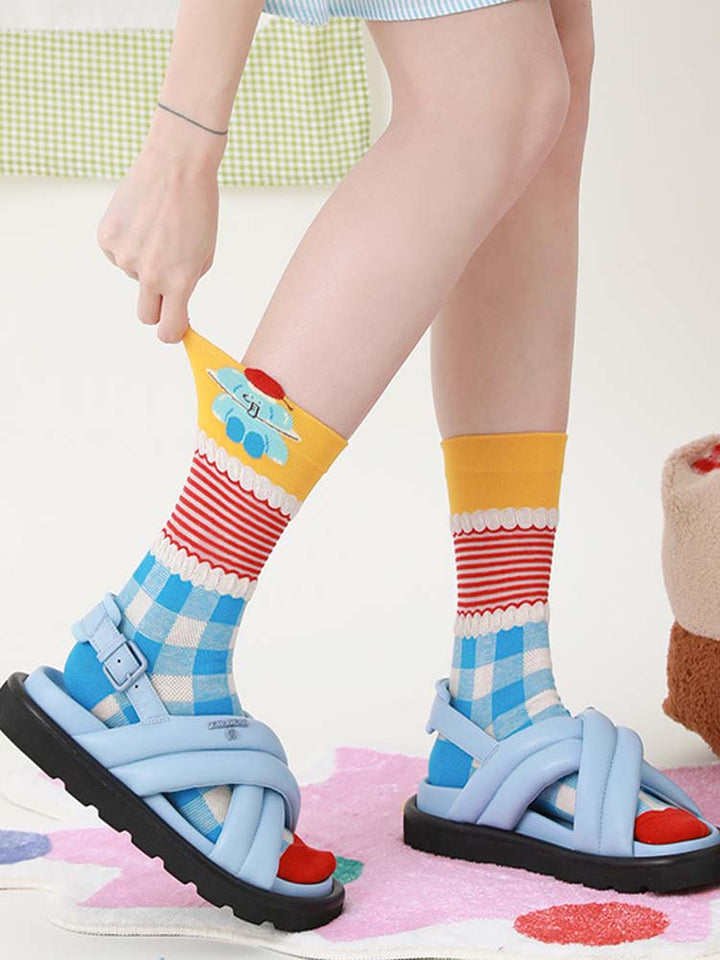 Chaussettes en coton à motif de pudding d'ours mignon