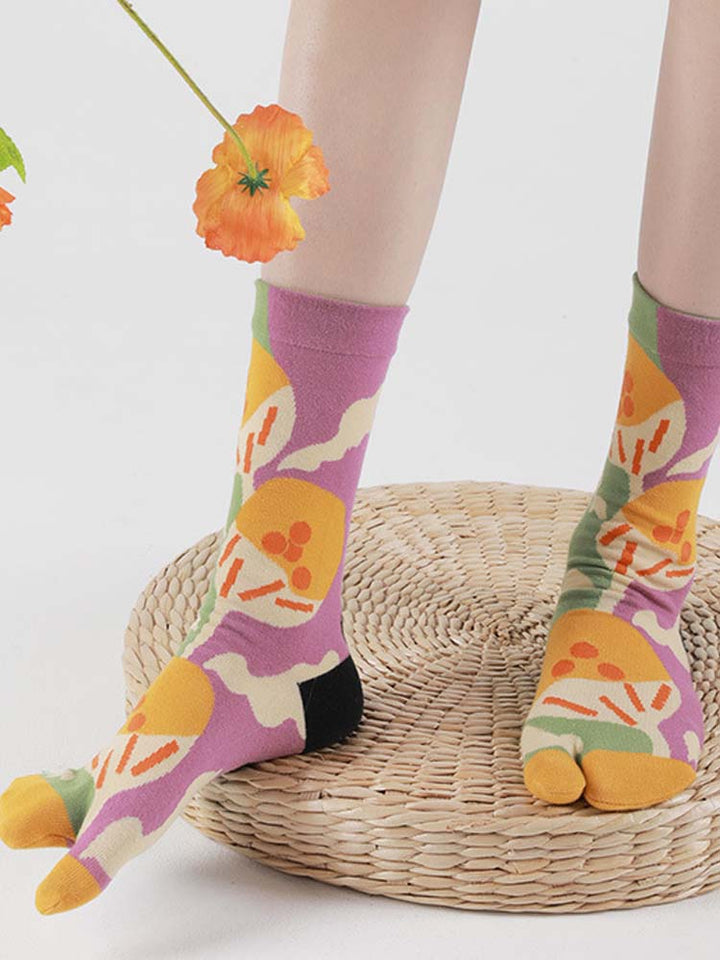 Blummenmuster Split Toe Socks