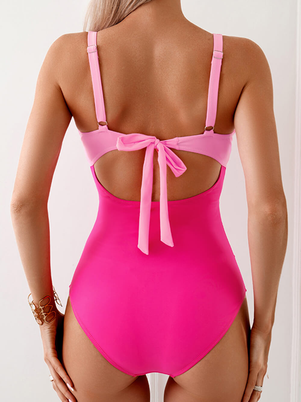 Kontrast Patchwork One-Piece Swimsuit