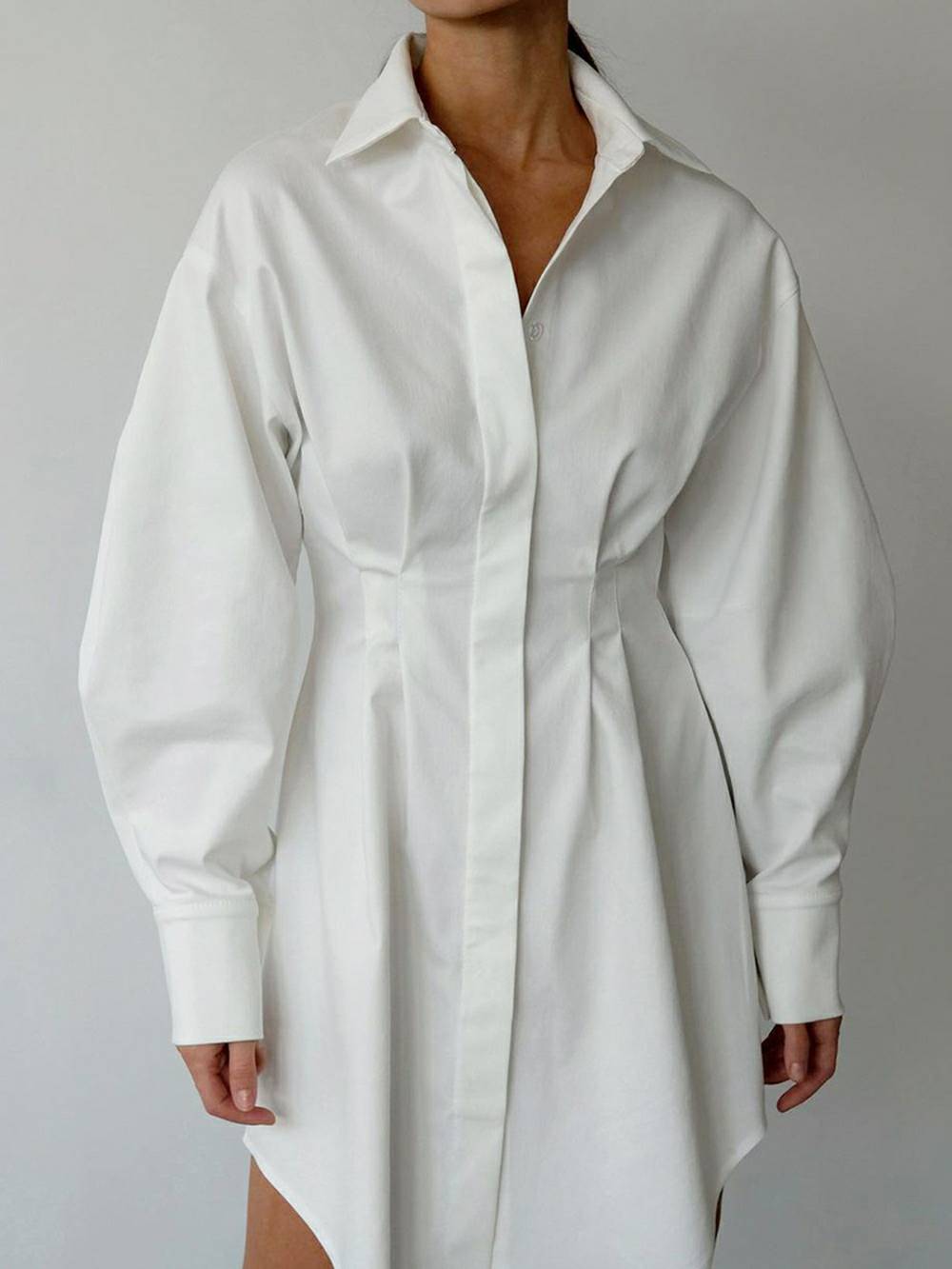 Casual Elegant Solid Patchwork Turndown Collar Shirt Dress Klänningar