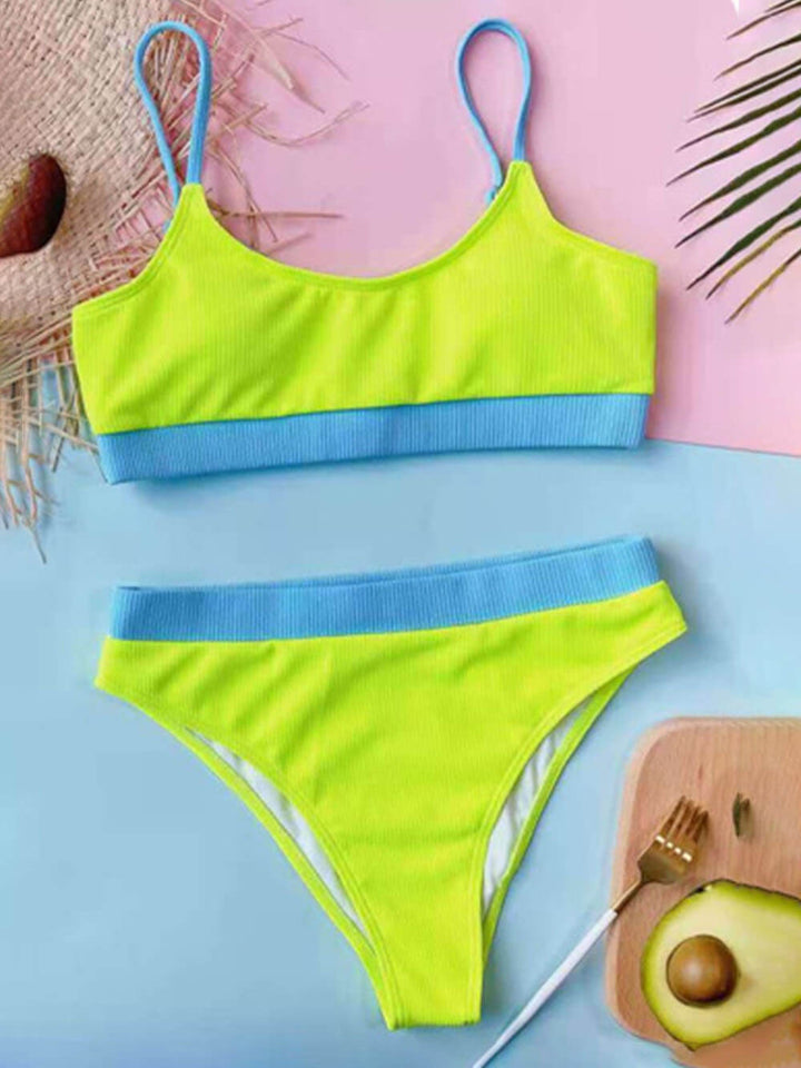 Dikişli U Yaka Kolsuz Moda Bölünmüş Bikini