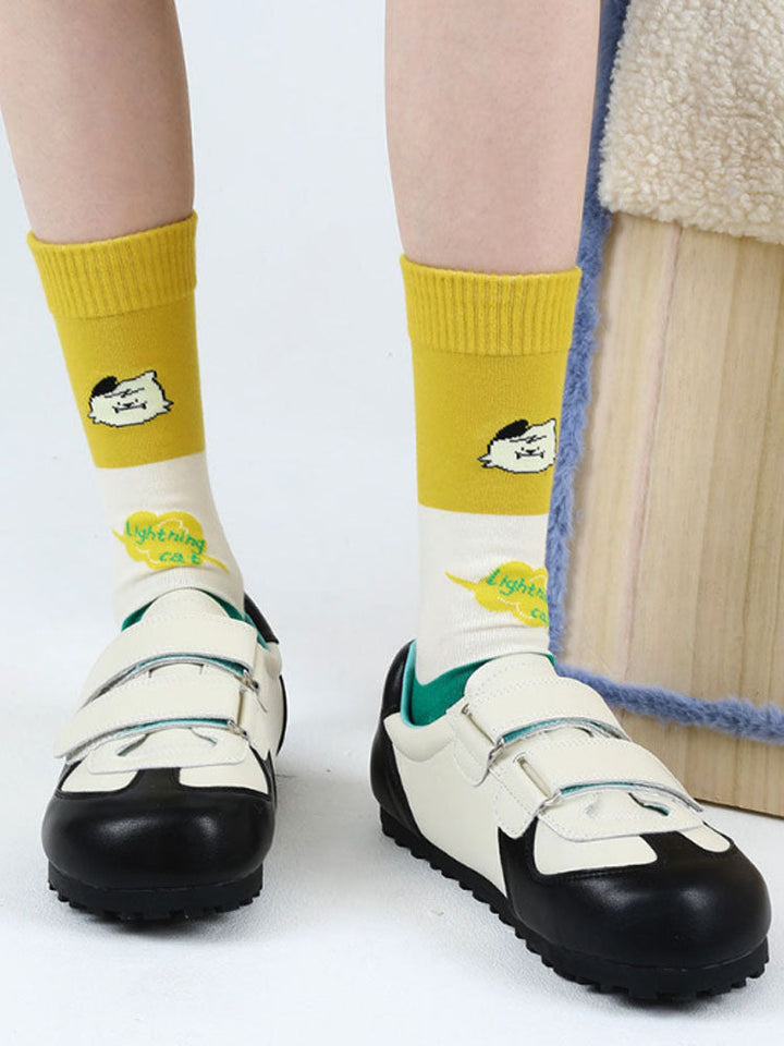 Cute Cartoon Kitty Mid-Calf Socks