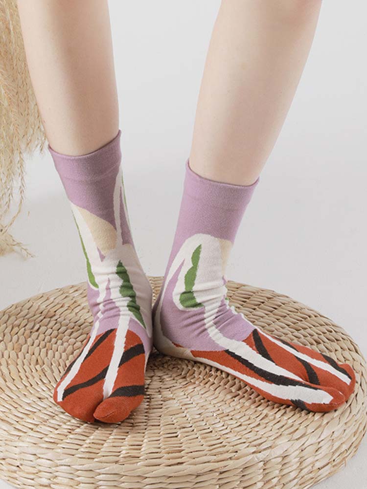 Blummenmuster Split Toe Socks