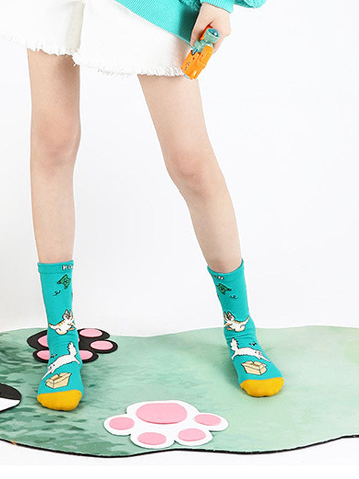 Cute Cartoon Meow Meow Mid-Calf Socks