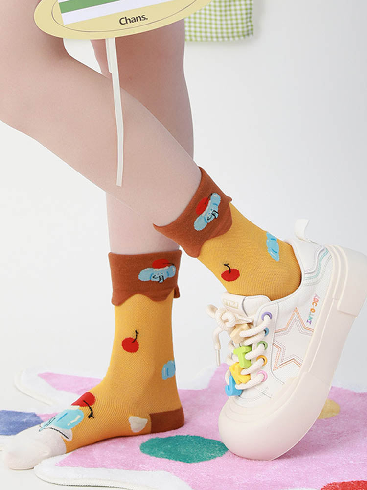 Chaussettes en coton à motif de pudding d'ours mignon