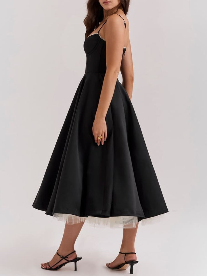 Vestido Midi em Tule Preto