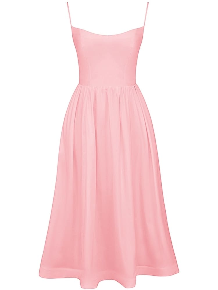 Vestido de verão espartilho de algodão rosa rosa