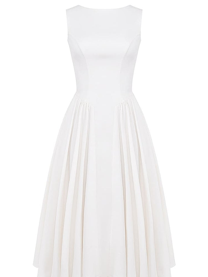 White Twill Midi Sundress