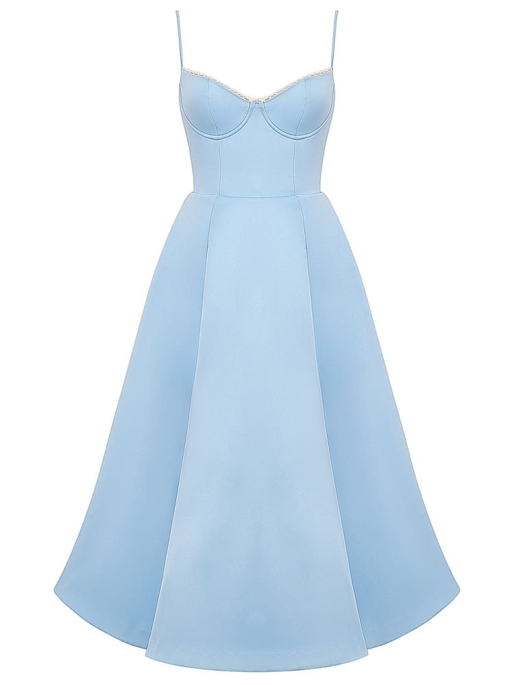 Robe mi-longue en tulle bleu Cendrillon