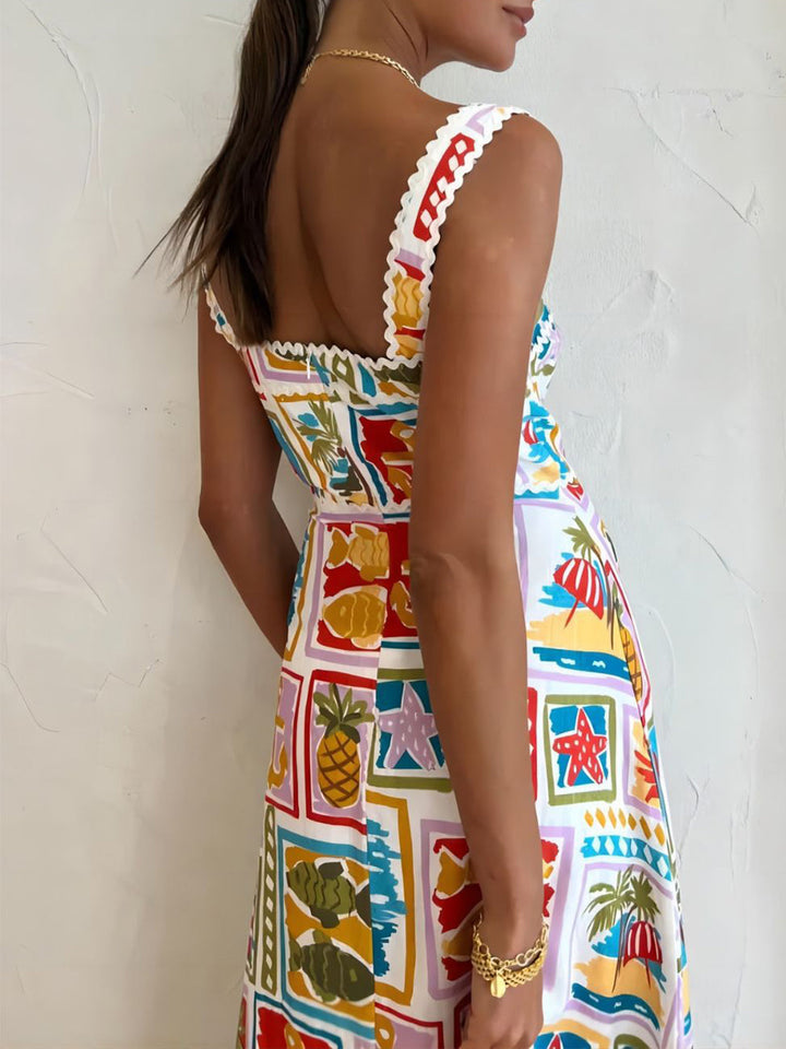 Graffiti Strap Tube Top Sexet Lace Maxi Kjole