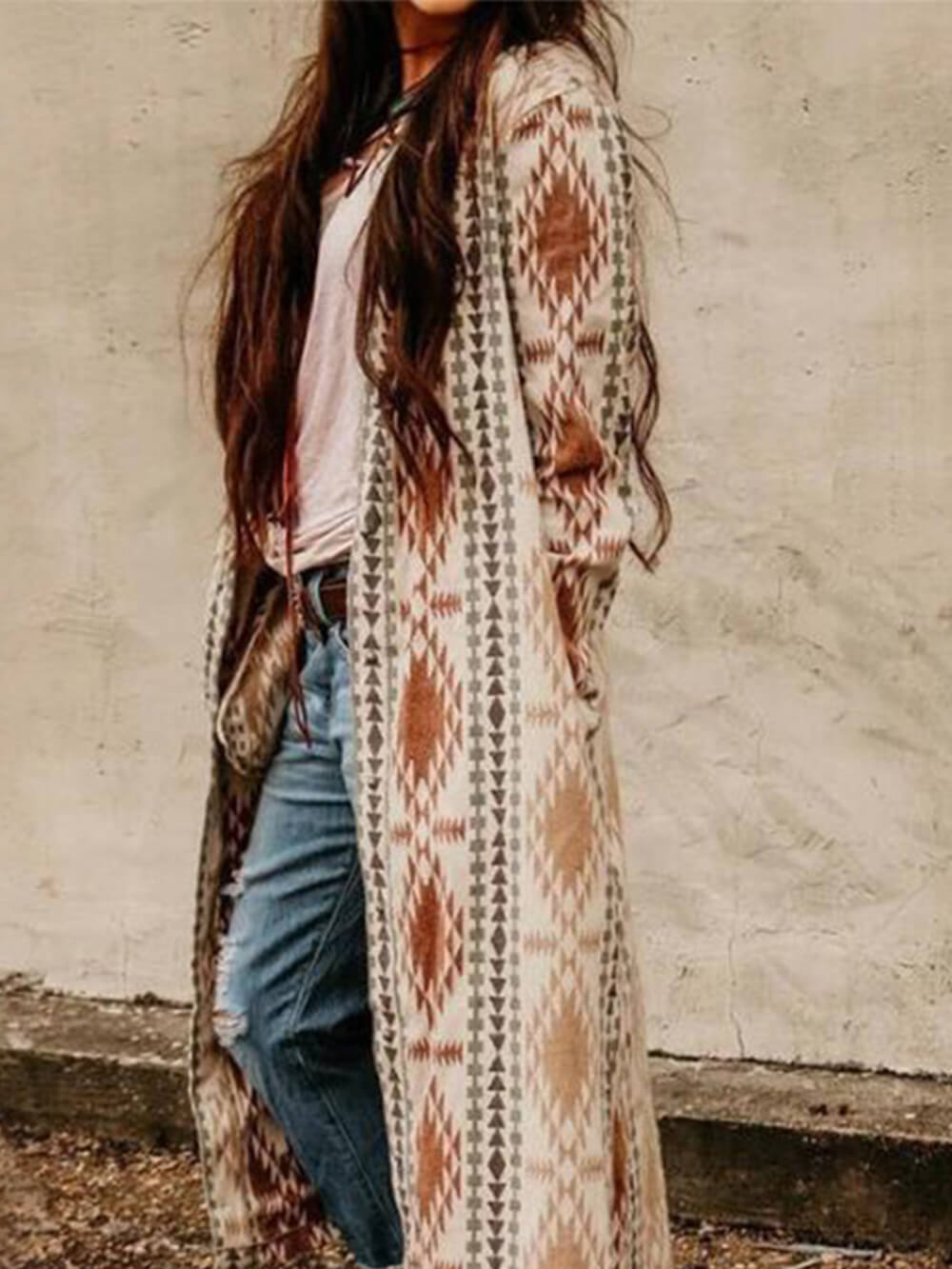 Casualowy płaszcz Aztec Boho Cardigan