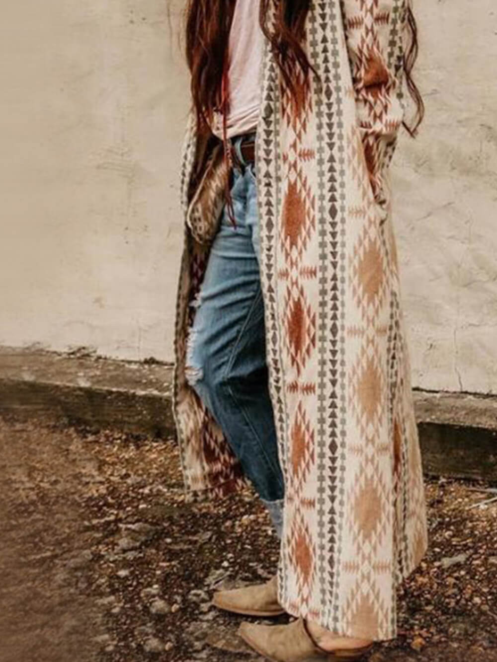Casualowy płaszcz Aztec Boho Cardigan