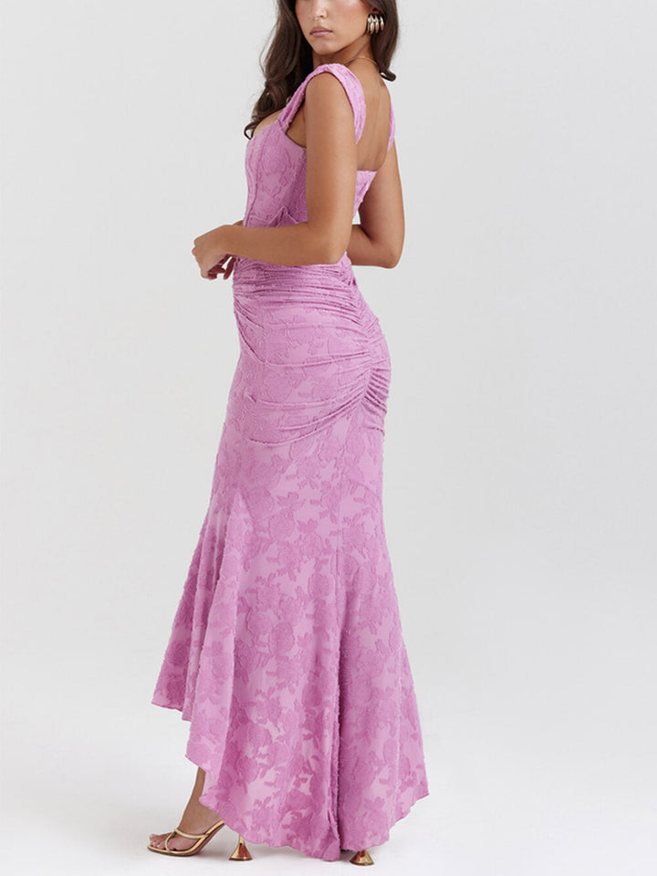 Pink Blummen Maxi Kleed