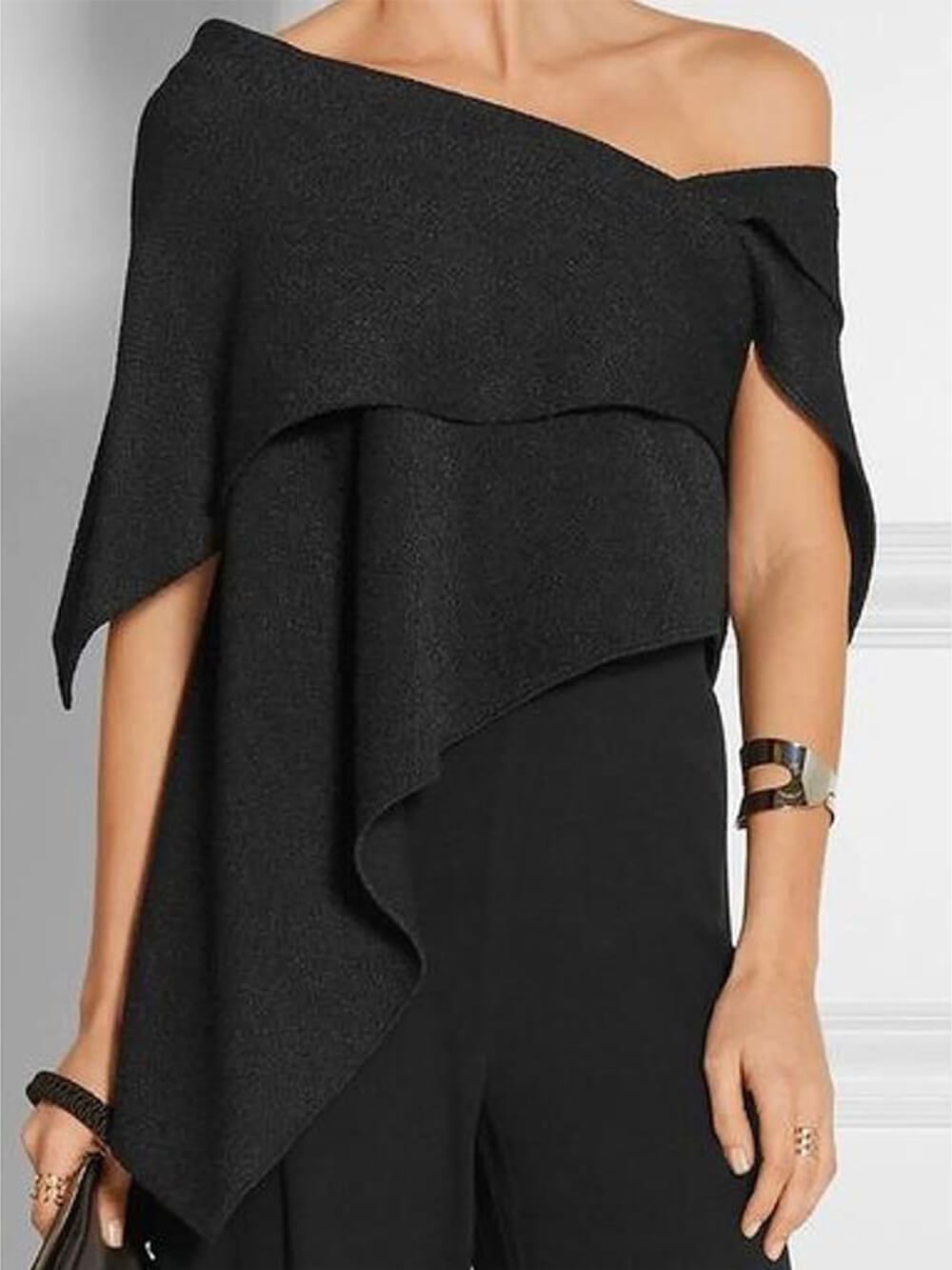 Sexig Casual Asymmetrisk One Shoulder Tunika Topp