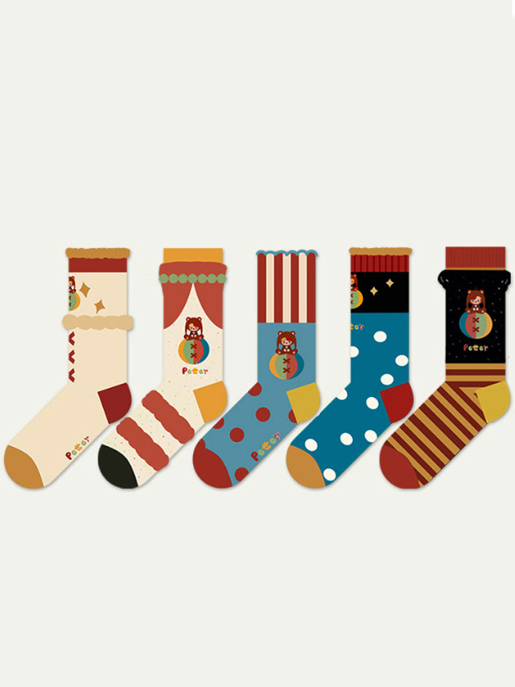 Cute Cartoon Illustration Mid-Calf Socks