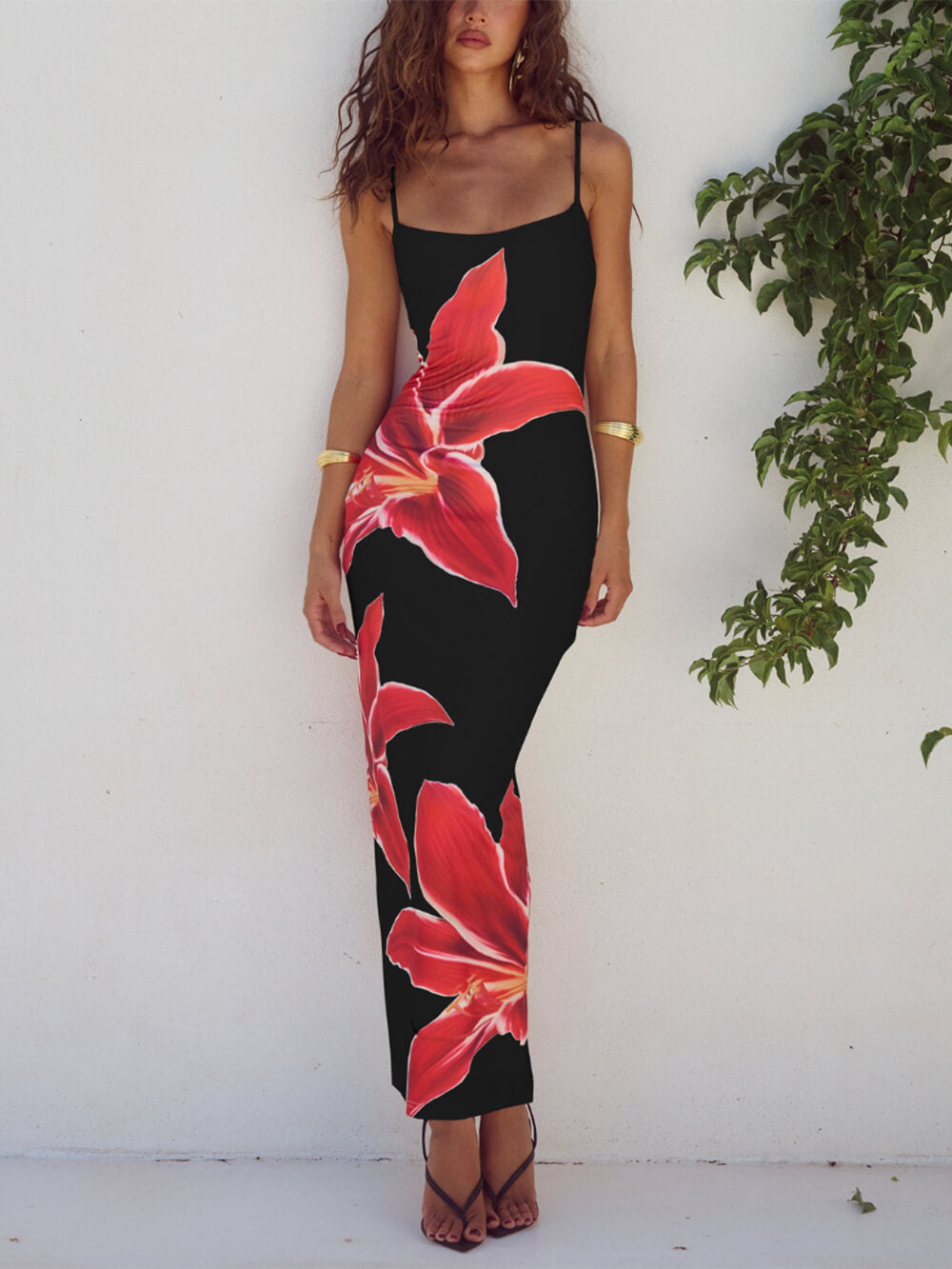 Onvergetelijke maxi-jurk met abstracte bloemenprint