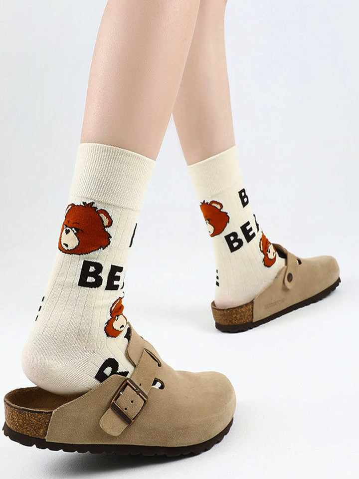 Chaussettes en coton avec alphabet ours de dessin animé