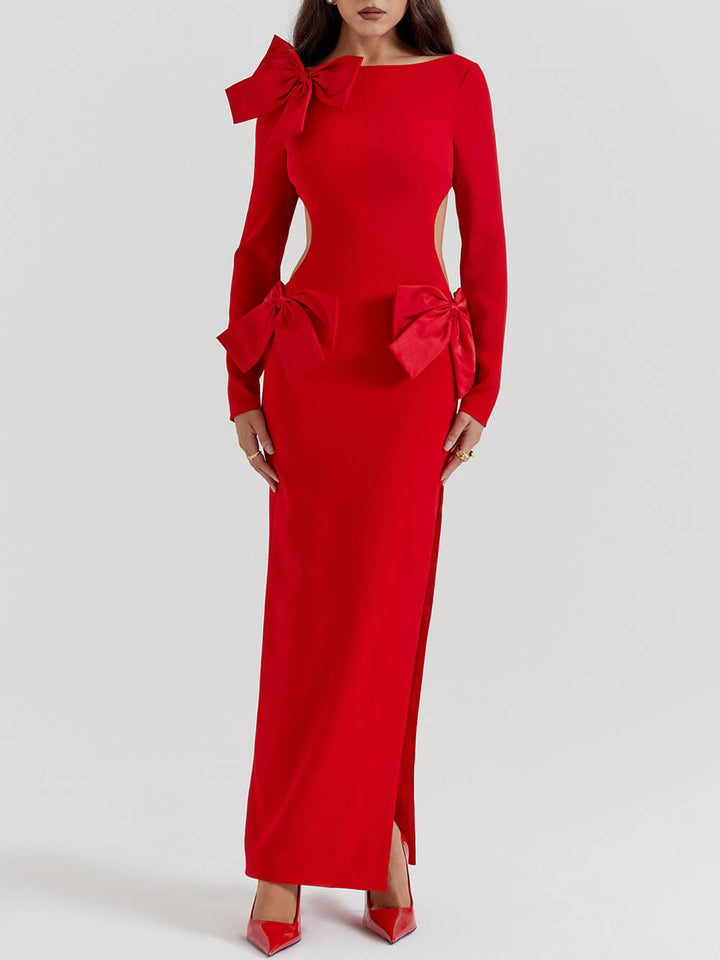 Rotes Maxikleid mit Schleife