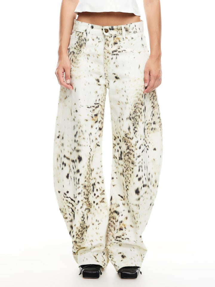 Loose-Fitting Horseshoe Print Jeans