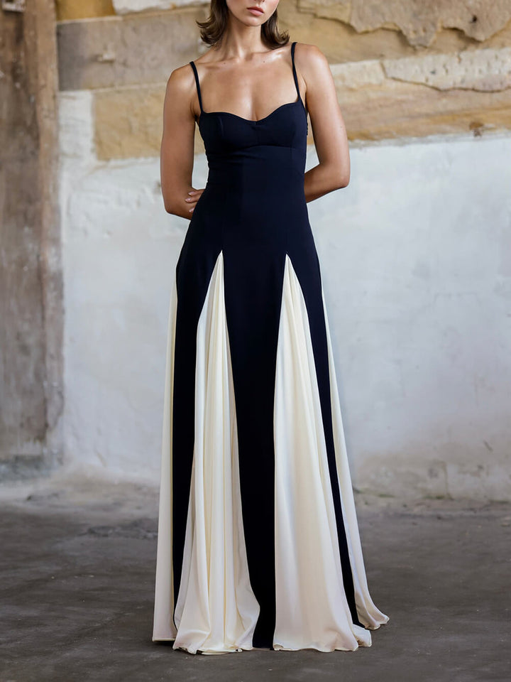 Elegance Paneled Tulle A-line Slip Maxi Dress