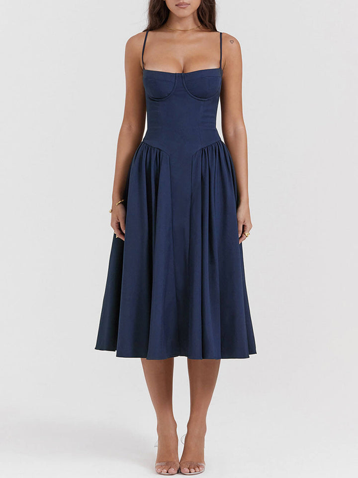 V-Hals Strapless Midi Kleed