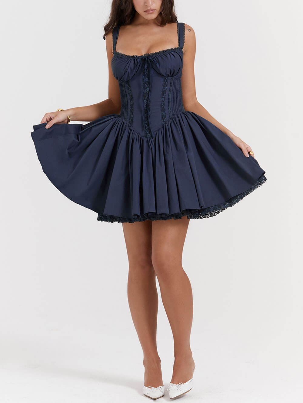 Rochie mini corset bleumarin francez