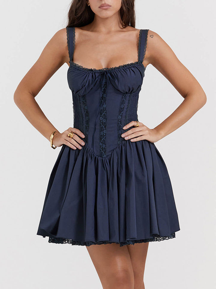 Rochie mini corset bleumarin francez