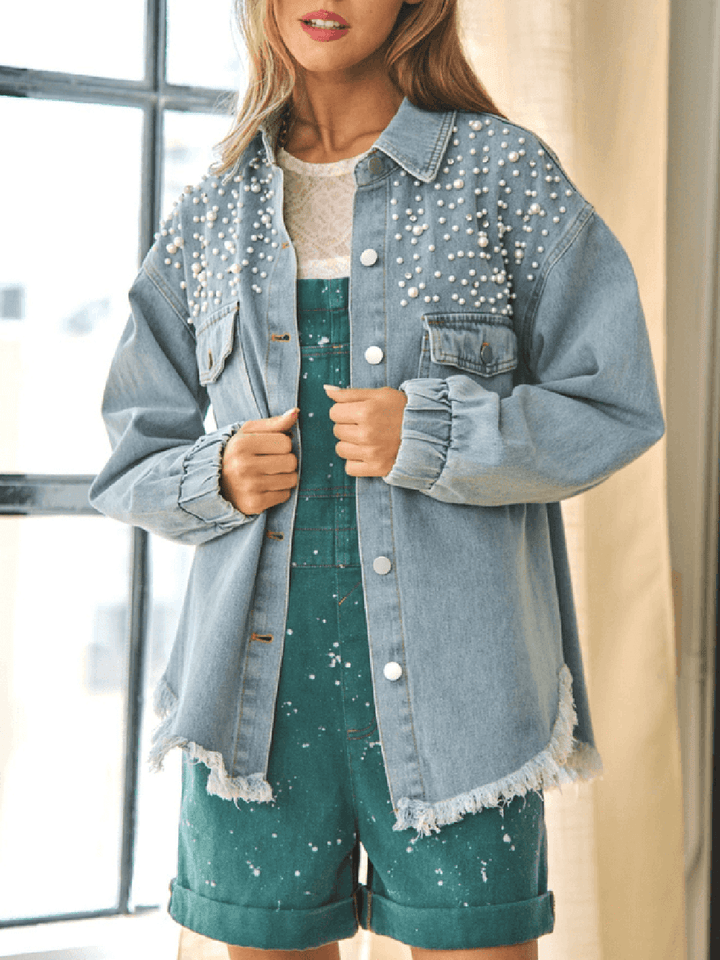 Super Pearl Girl Oversized Denim Shacket