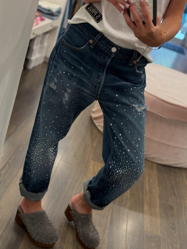 Stardust Gradient Embellished Boyfriend Jeans