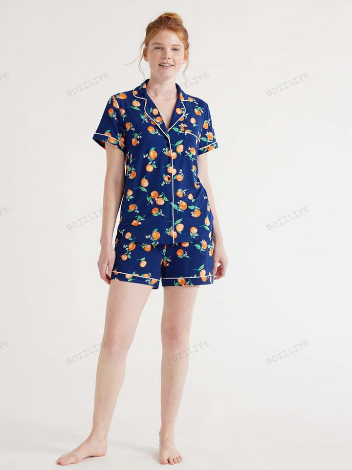 Conjunto casual de camisa e shorts com estampa floral