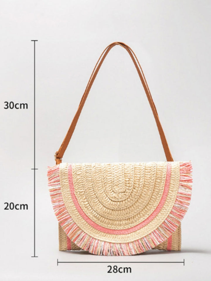 Sac en paille tissé à la main : pochette et bandoulière