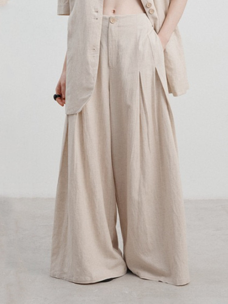 Casual Straight-Leg Wide-Leg Pants