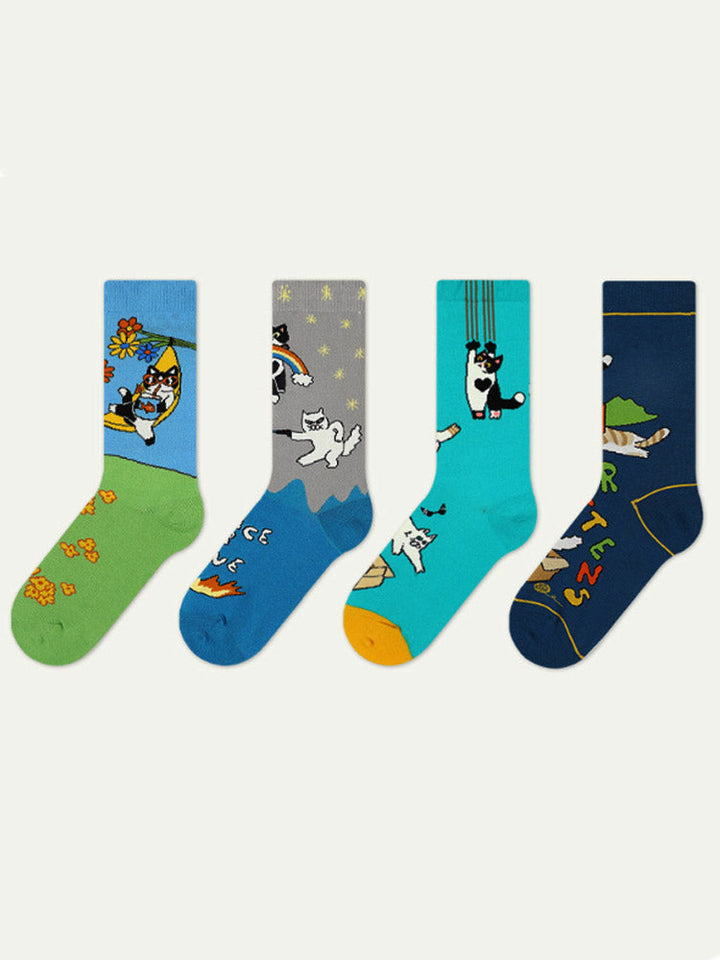 Cute Cartoon Meow Meow Mid-Calf Socks