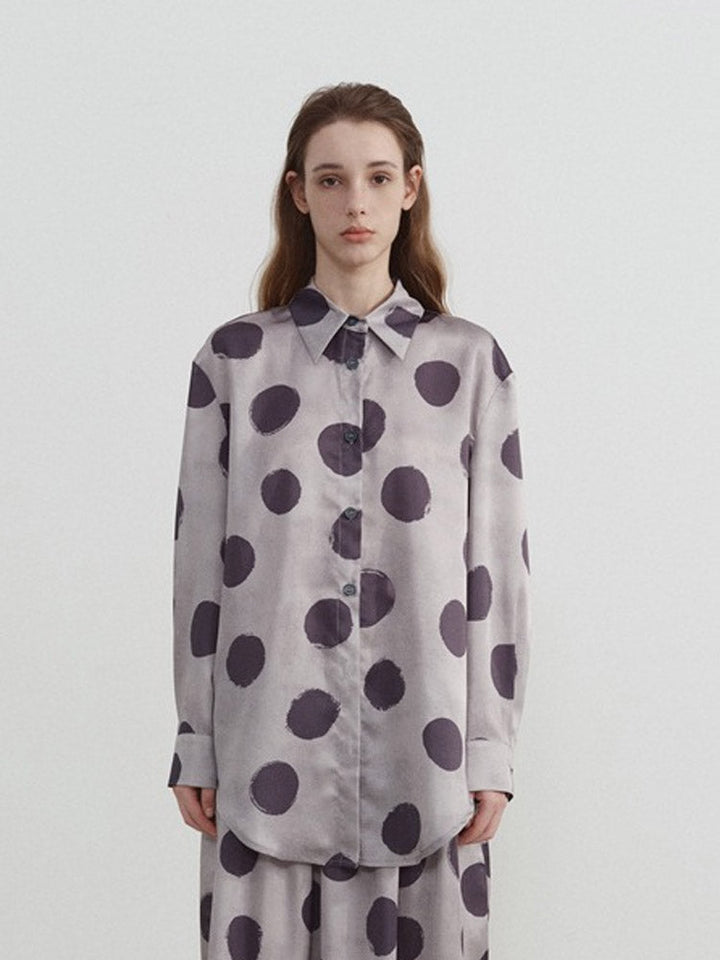 Camicia a maniche lunghe con stampa a pois