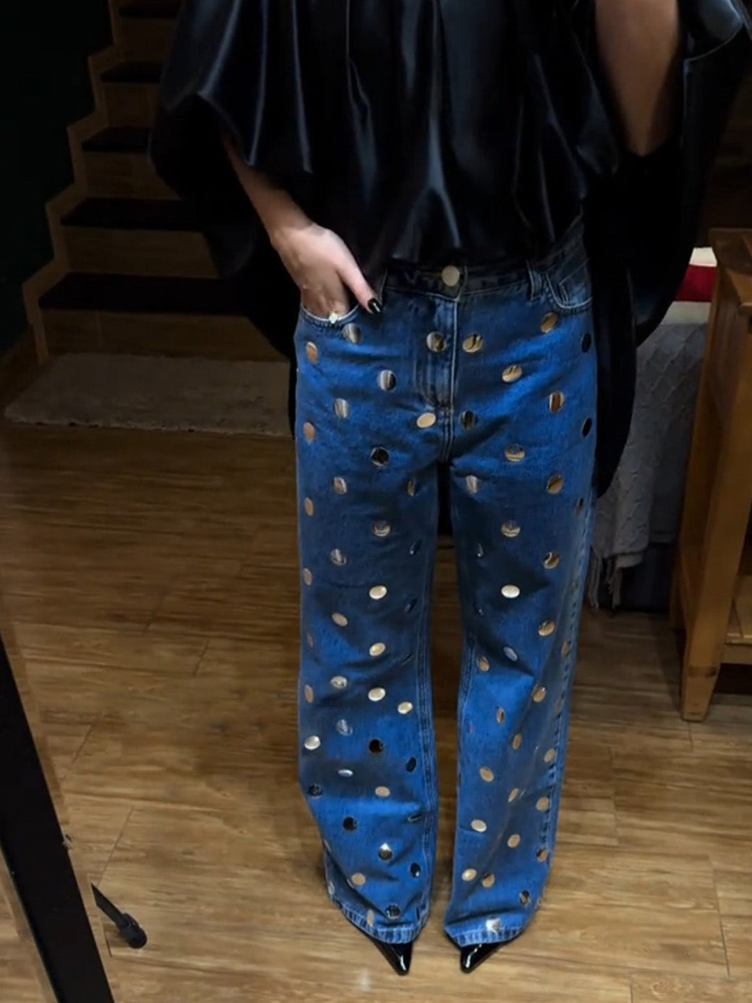 Sequined Polka Dot Jeans