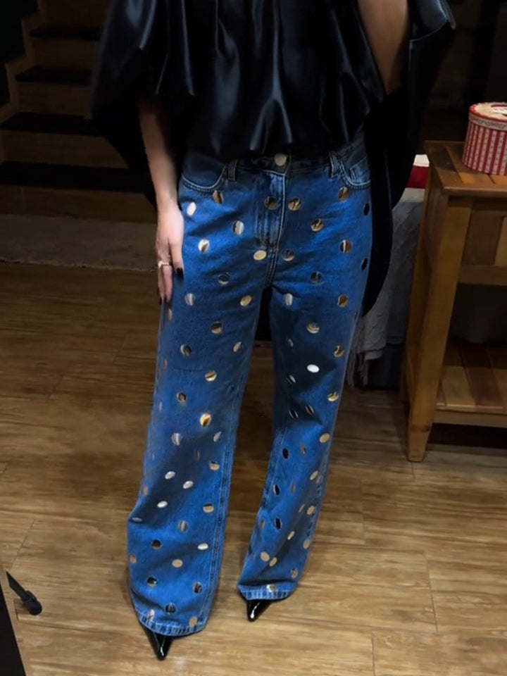 Sequined Polka Dot Jeans