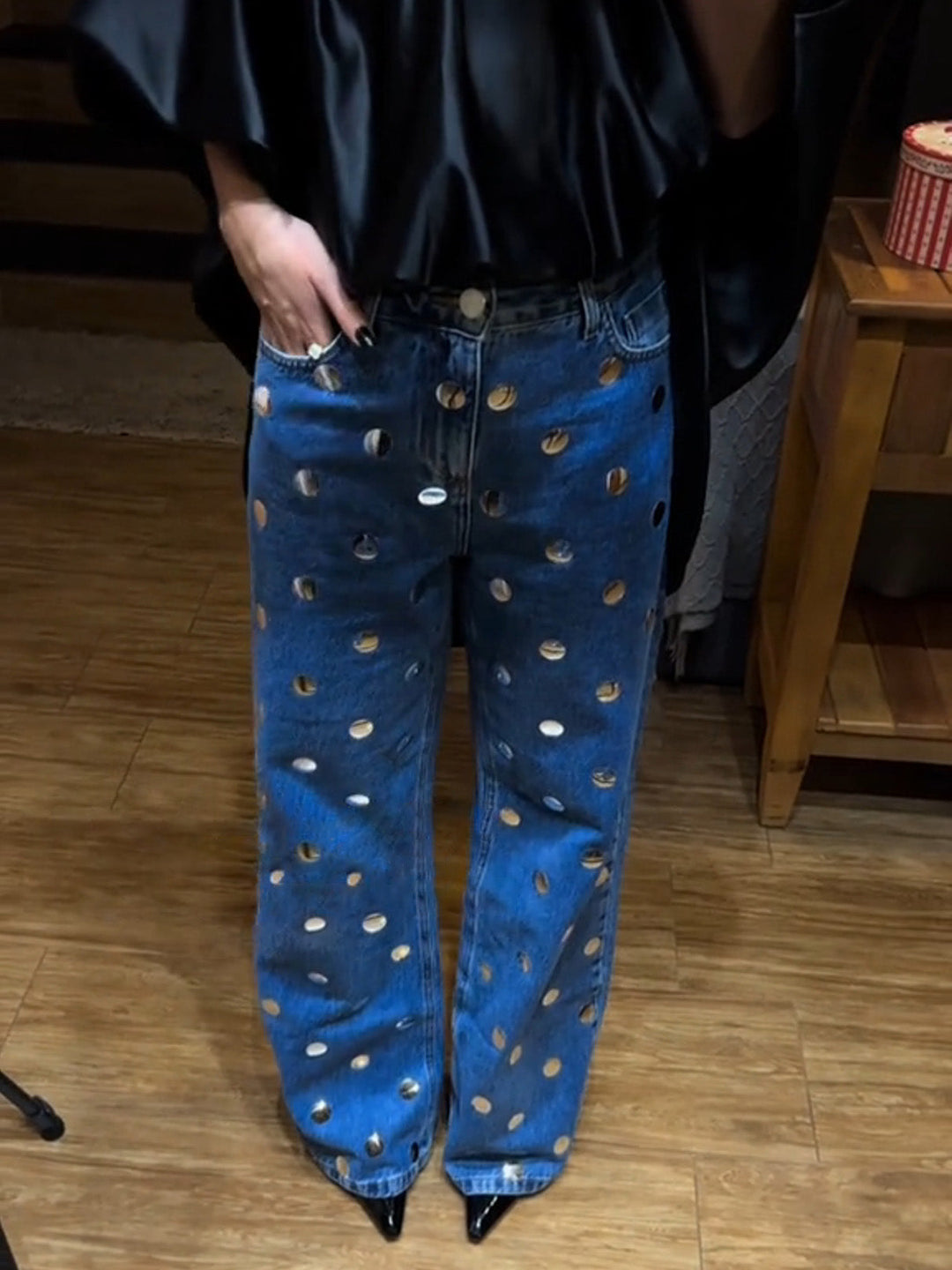 Sequined Polka Dot Jeans