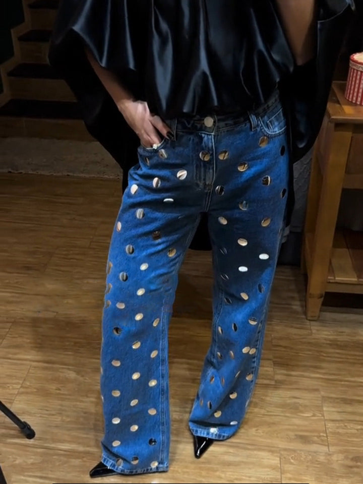 Sequined Polka Dot Jeans