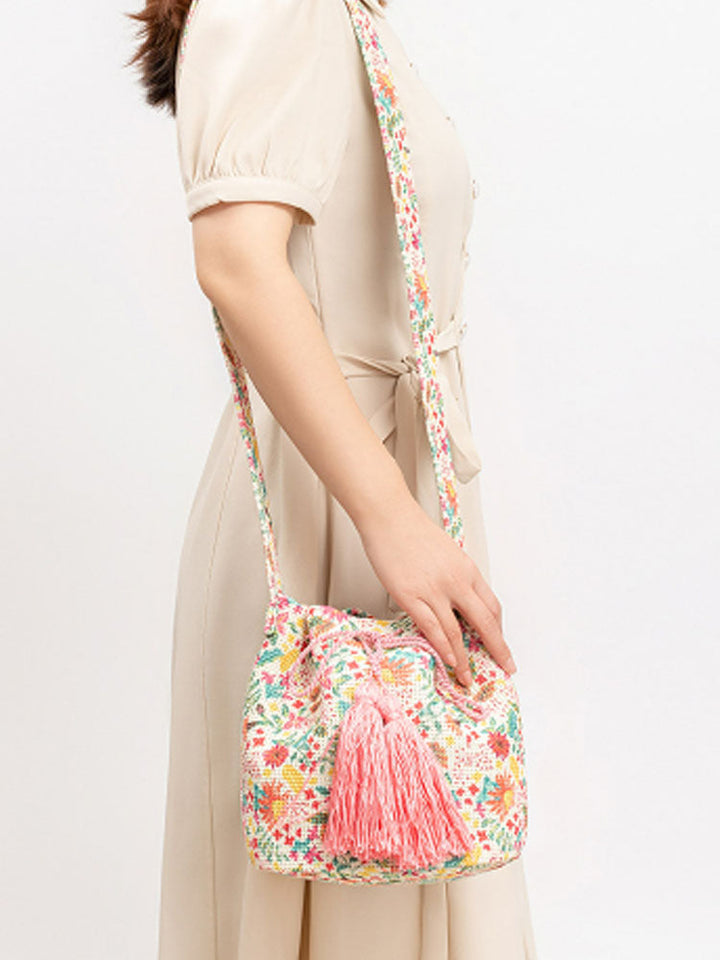 Crossbody-tontas van canvas met print