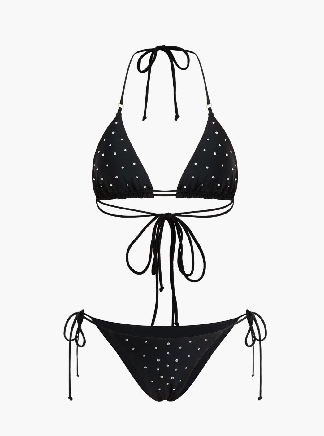 Rhinestone utsmyckad Halter Bikini Baddräkt Set