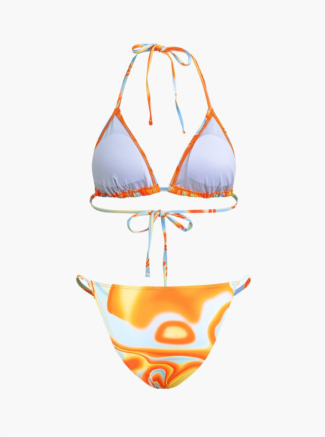 Abstrakt print Halter Bikini 3-delt sæt