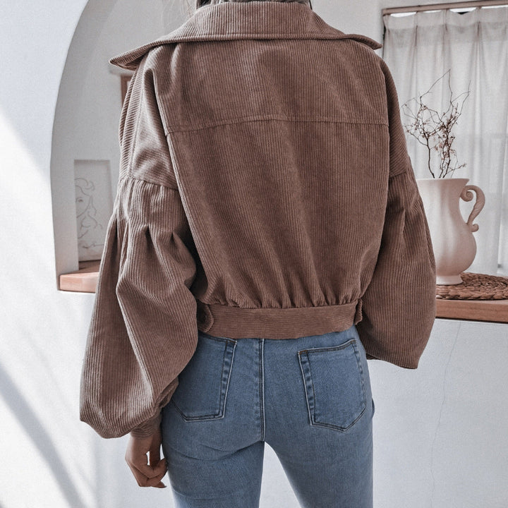 Casual Corduroy Lantern Sleeves Jacket