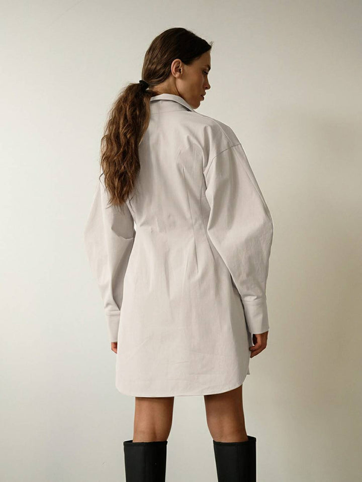 Casual Elegant Solid Patchwork Turndown Collar Shirt Dress Klänningar