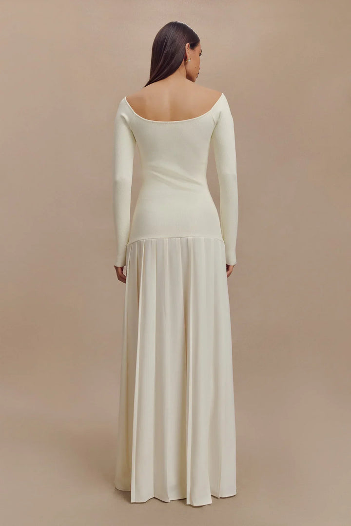 Knit Off Shoulder Maxi Dress - Ivory