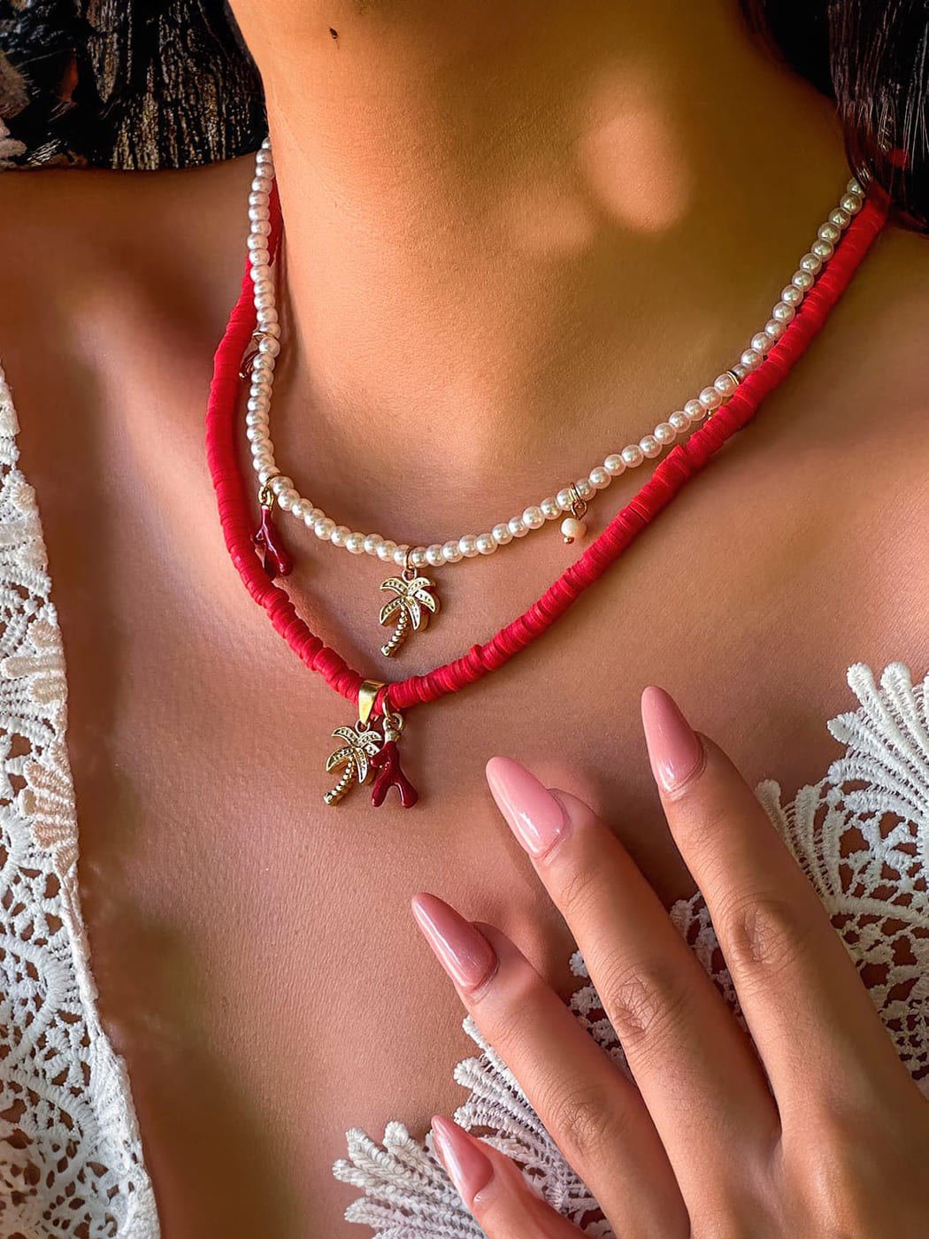 Tahiti Sunset Pearl Beach Halsband Guld