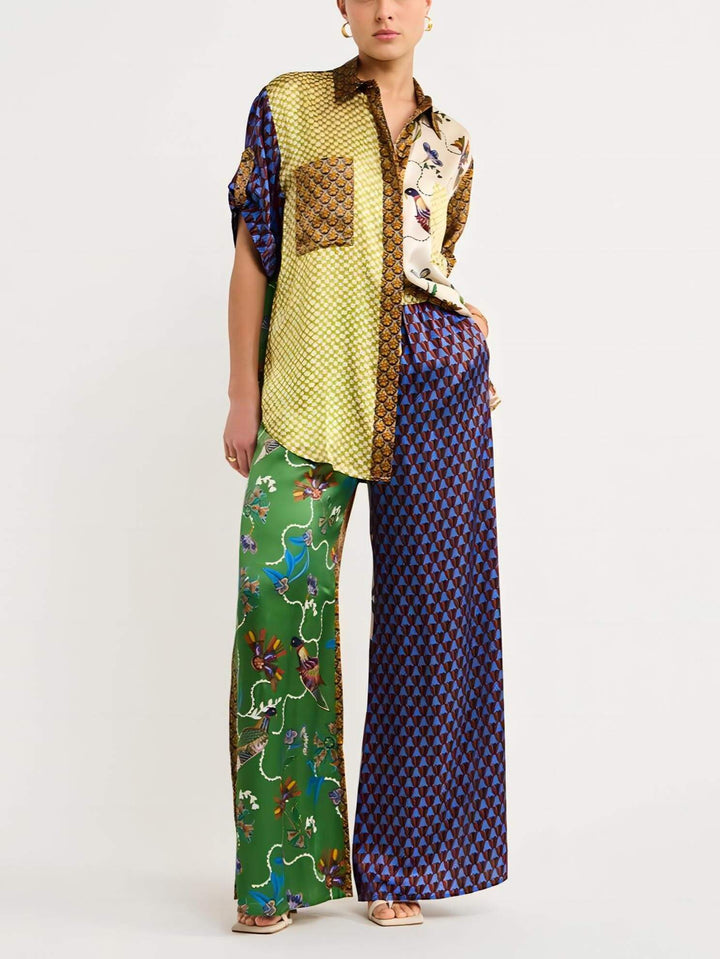 Special Folk Print loose Wide Leg Hosen-Set