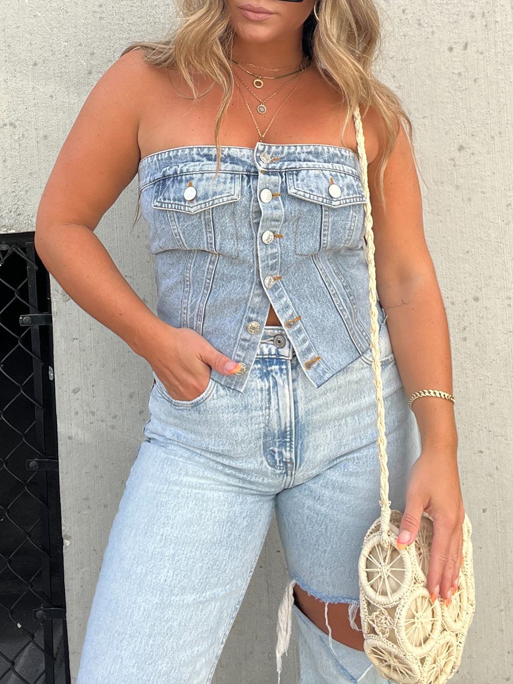 Haut corset en jean Brit