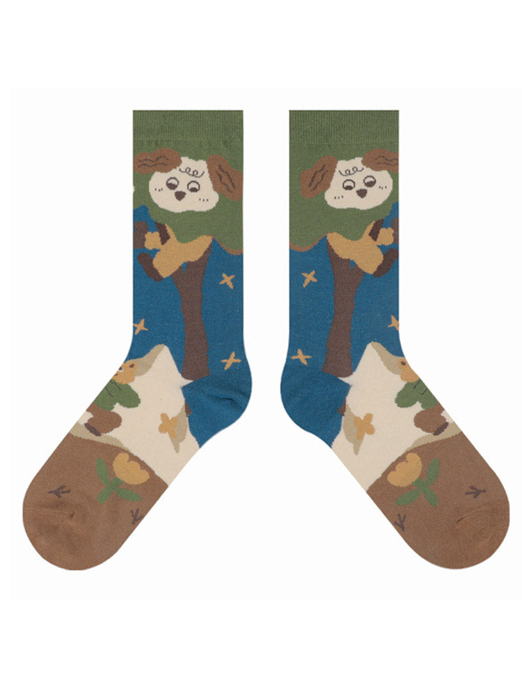 Niedliche Baumwollsocken mit Cartoon-Kitty-Muster