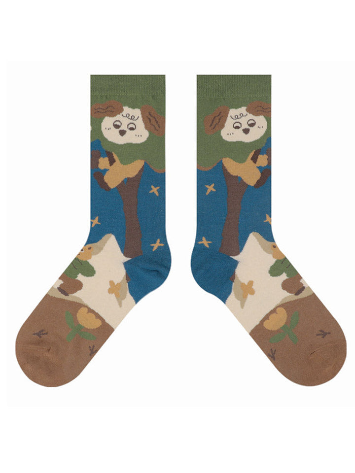 Cute Cartoon Kitty Muster Cotton Socks