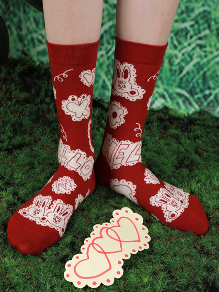 Cute Bunny Mid-Calf Socks